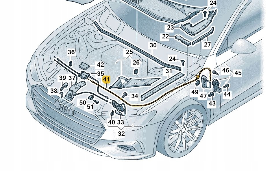 фото №1, Трос тягa замка капот перед audi a6 c8 оригінал od aso