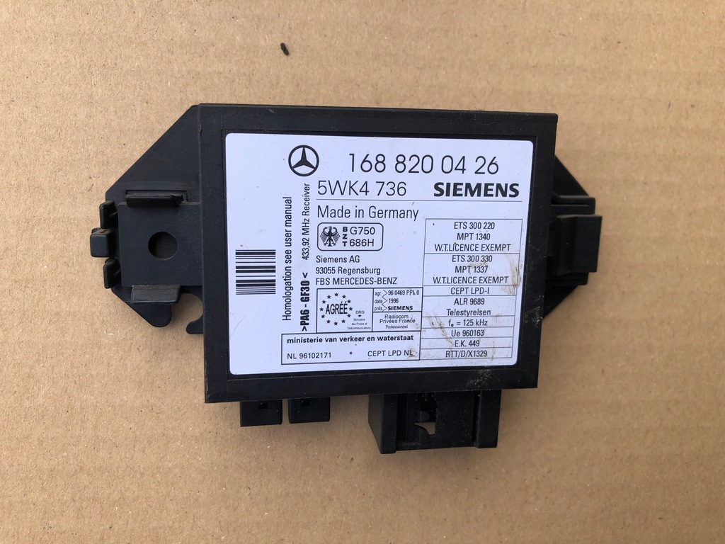 фото №1, Модуль блок управления иммобилайзер mercedes-benz w168 aklasa