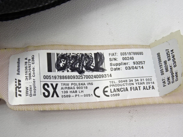 фото №7, Fiat panda air bag шторка безопасности левая