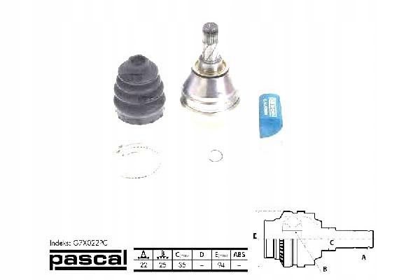 фото №2, Pascal g7x022pc набір шарнір, wał привідний