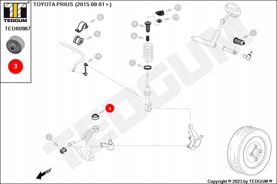 фото №10, Сайлентблок важеля перед l/p нижній з t tedgum ted60987 підшипниковий вузол,