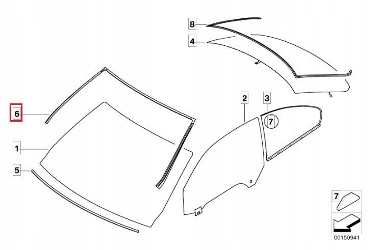 фото №11, Bmw e92 coupe прокладка стекло перед верхний оригинал