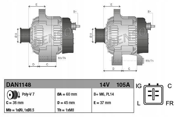 Генератор denso к honda accord viii 2.0 Оригинал
