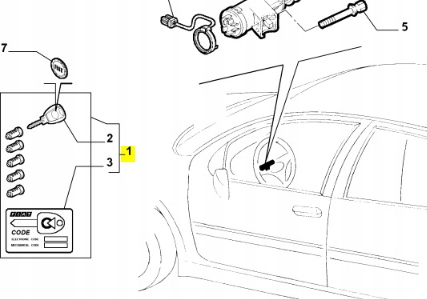 фото №6, Набор замок зажигания замок fiat palio оригинальный номер 71719624
