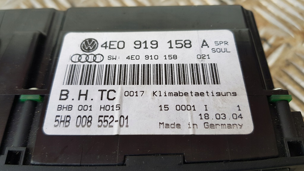 фото №13, Audi a8 d3 панель кондиционера переключатель 4e0919158a