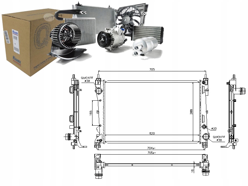 фото №1, Радиатор двигателя fiat doblo opel combo combo / to