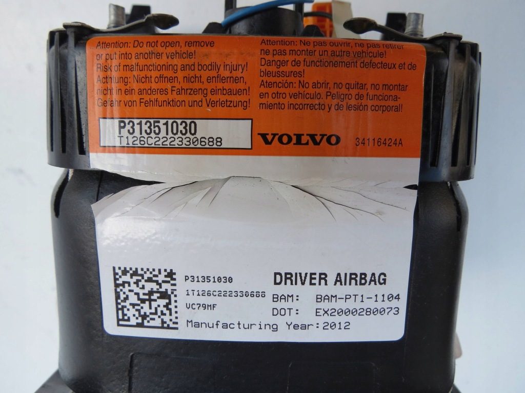 фото №9, Подушка повітряна водія подушка безпеки спрацьована volvo s60 2.0 p31351030