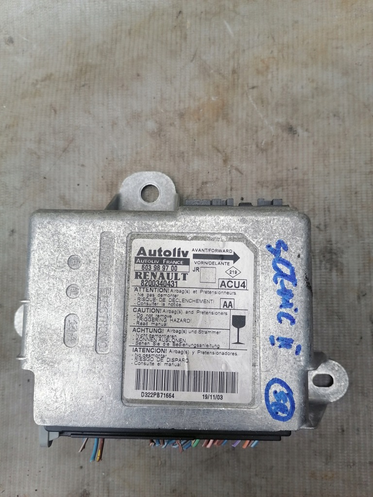 фото №1, Модуль датчик подушок renault scenic ii 03-09r 8200340431