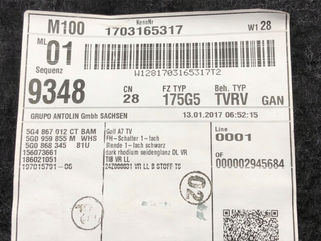 фото №5, Обшивка дверь правый перед vw golf vii kombi обивка