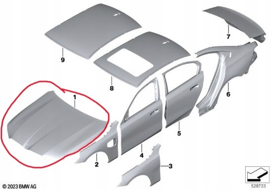 Новая капот крышка крышка багажника двигателя bmw 5 g60 g61 2023- алюминий мастика Недорого
