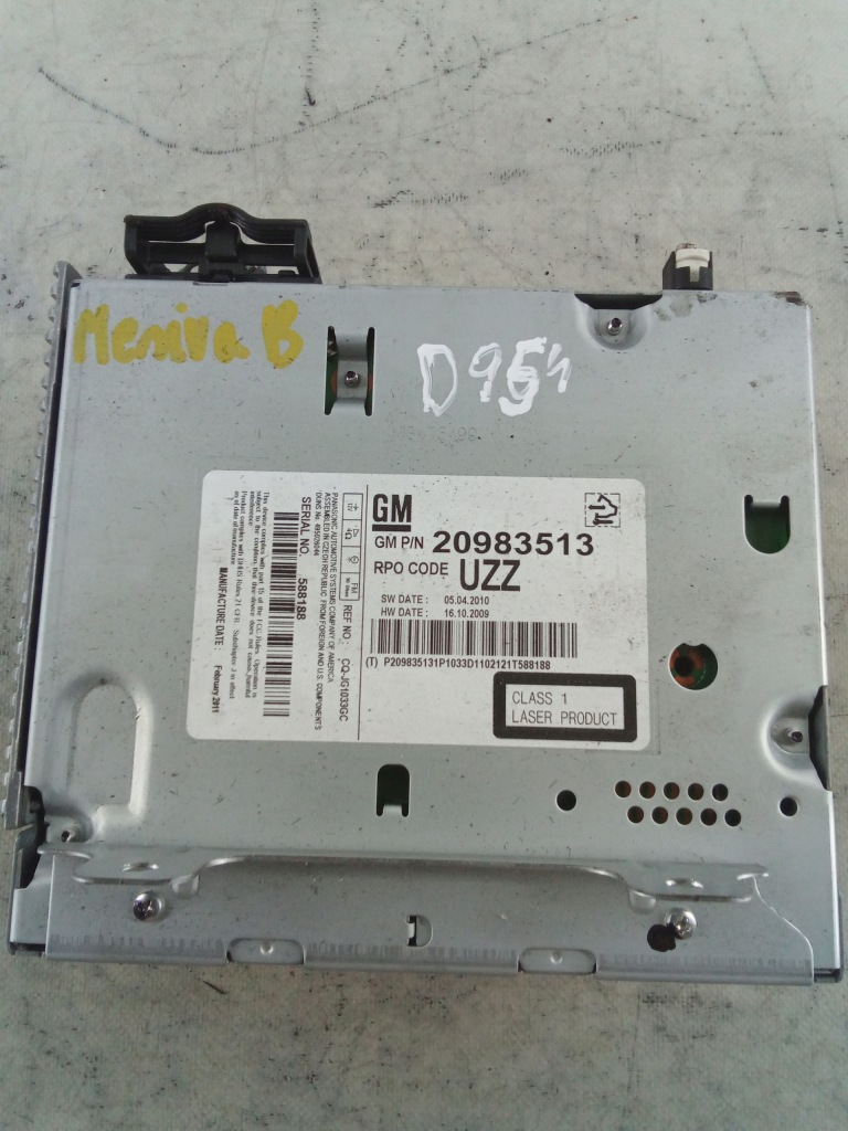 фото №2, D954 радіо opel meriva b 20983513
