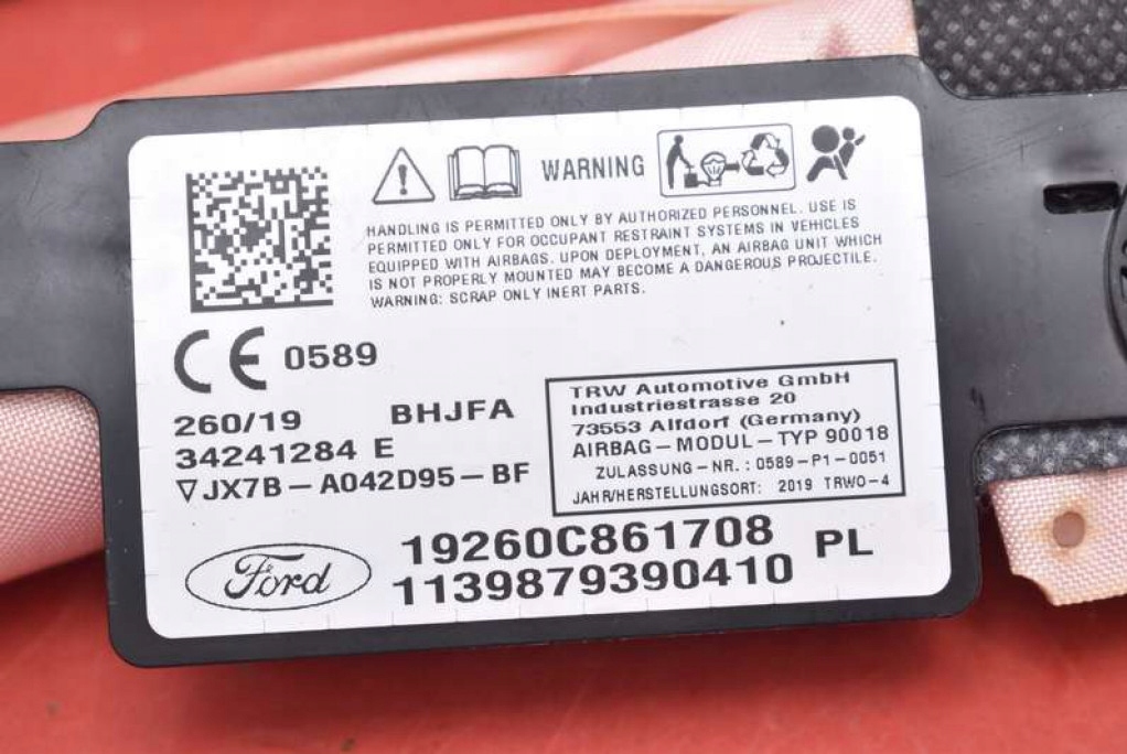 фото №10, Подушка безопасности подушка воздушная шторка безопасности левая jx7b-a042d95-bf ford focus mk4