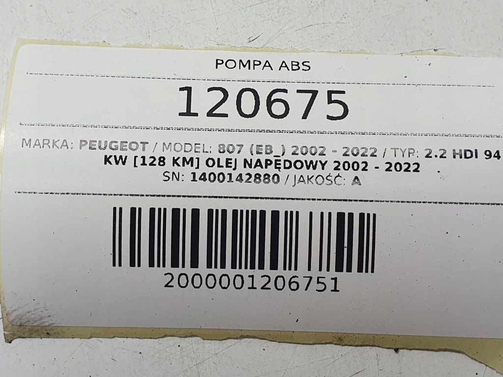 фото №8, Насос тормозная abs peugeot 807 2.2 hdi 1400142880