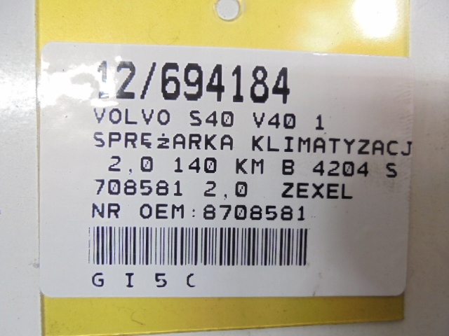 фото №9, Volvo s40 v40 компрессор кондиционера компрессор 8708581 2,0