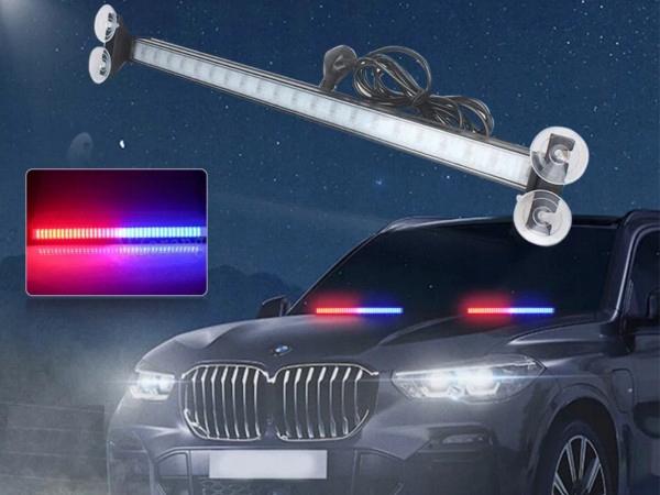 фото №11, Молдинг 80x led stroboskop policja аварійна світло лампа na скло kogut