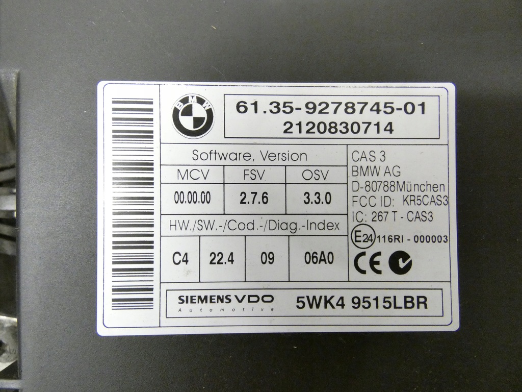 фото №5, Bmw z4 e89 2.0i бортовой компьютер двигателя набор стартовый n20b20 cas 2 ключи