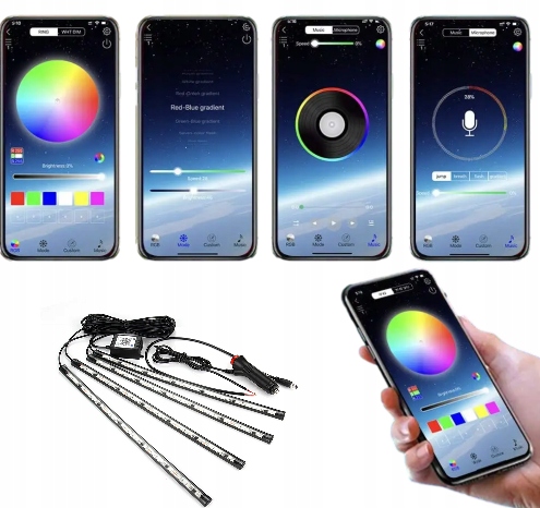 Лента led rgb 5050 12v bluetooth приложение освещение кабина автомобиля автомобиля Киев