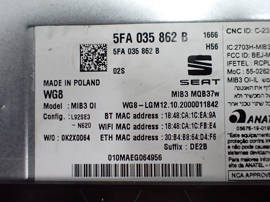 фото №12, Навігація navi радіо заводська оригінал 5fa919605 seat leon iv kl 5f 20r
