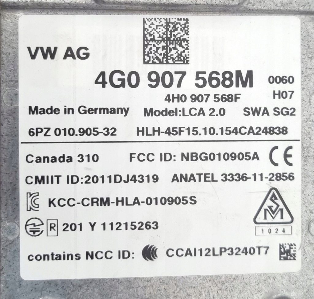 фото №9, Модуль ассистент поперечина audi a6 4g a7 c7 lift 4g0907568m