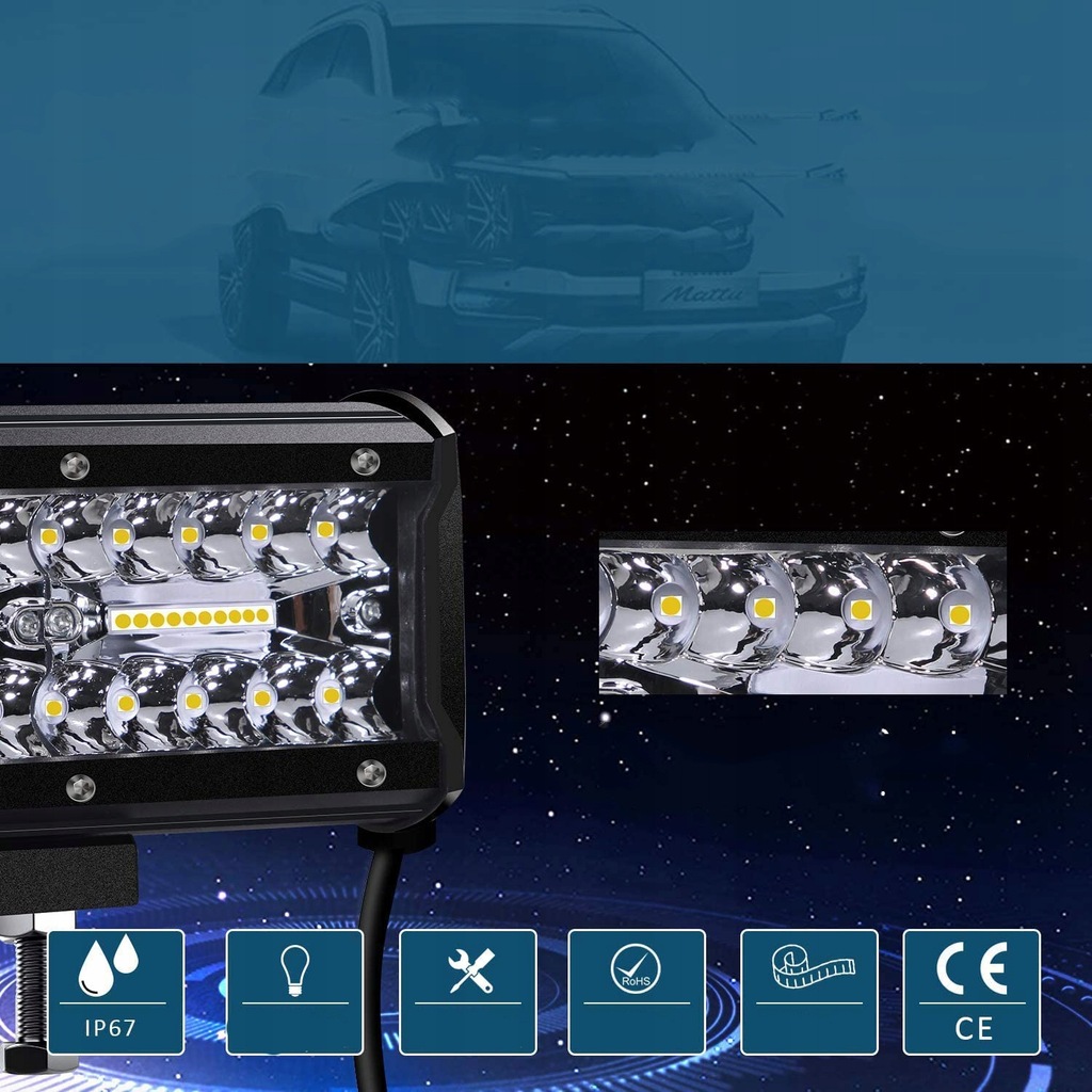 фото №15, Лампа робоча автомобільний протитуманна фара 120w led 2szt