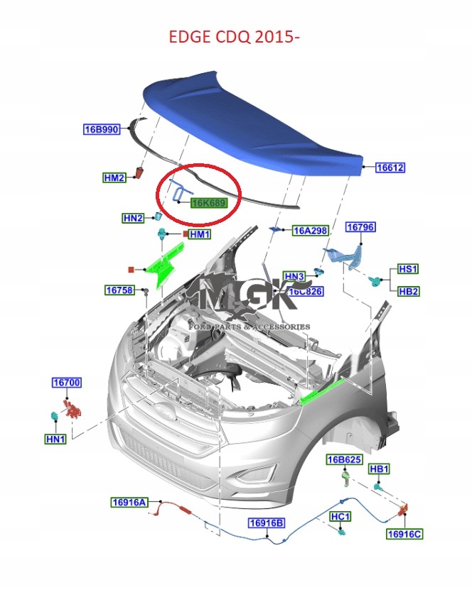 фото №10, Зачіп замка капот ford edge od 04.01.16 - 5331821 _ ft4b-16a944-ab