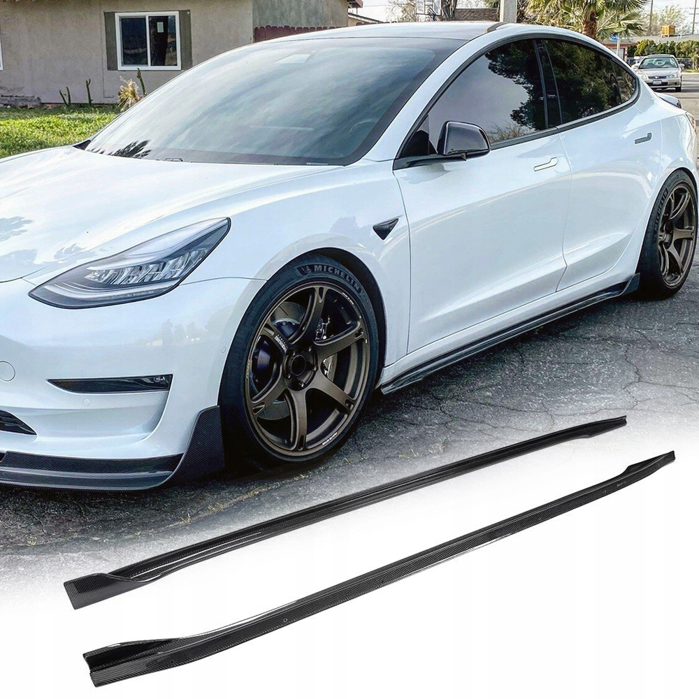 фото №1, Карбон спойлеры накладки порог накладки pod пороги tesla model 3 2017-2023