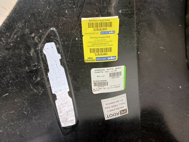 фото №6, Замінник крила правий перед передній bmw v 5 gt f07 09-17r