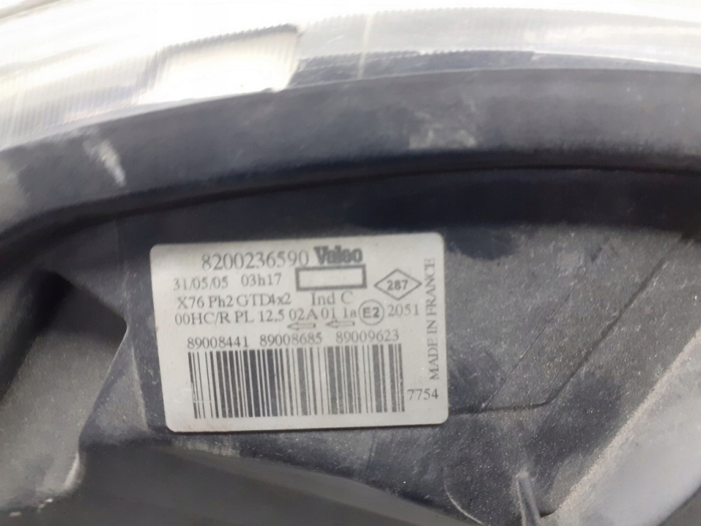 фото №2, Лампа ліва передня renault kangoo 1.6 16v 8200236590