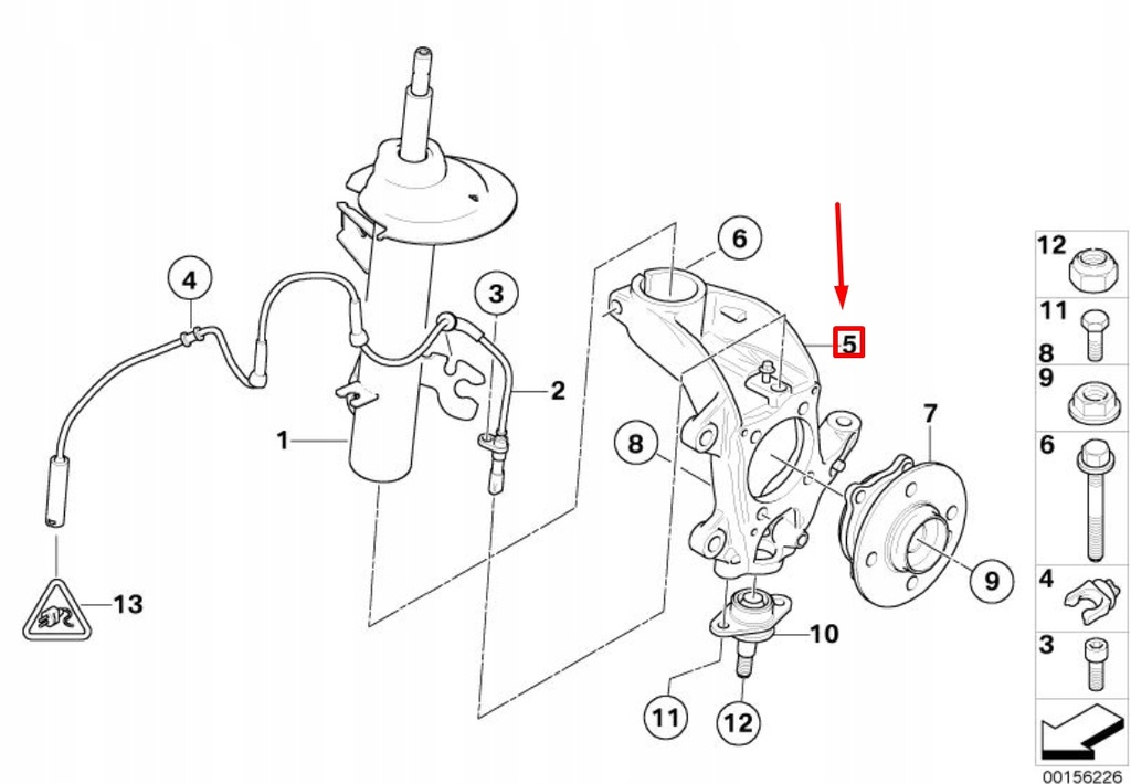 фото №6, Mini cooper r50, r53 передняя часть left руль поворотный кулак 31216757497