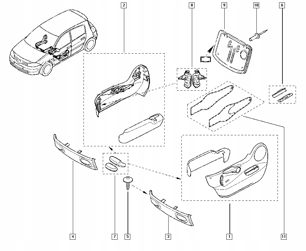 Купить Кронштейн  датчик положение сиденье renault megane 2 оригинальный номер 7701054730