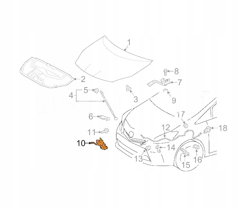 фото №1, Замок капот toyota prius v/plus 2012- 5351047111