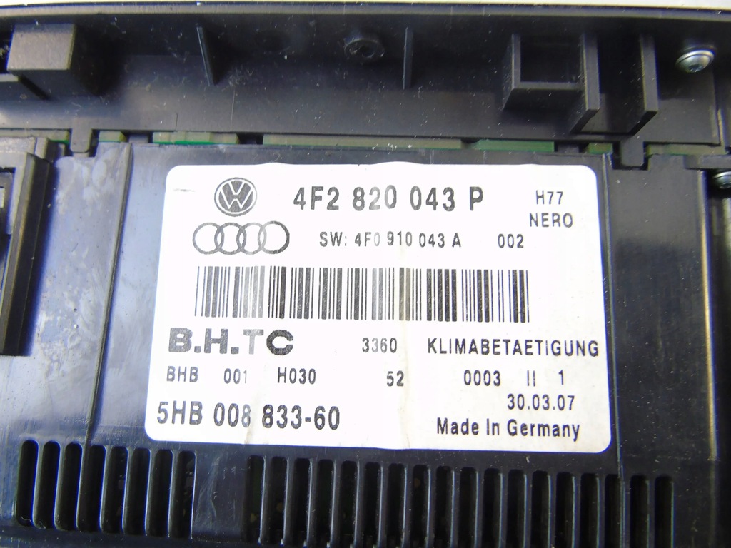 фото №7, Панель кондиционера audi оригинальный номер 4f2820043p