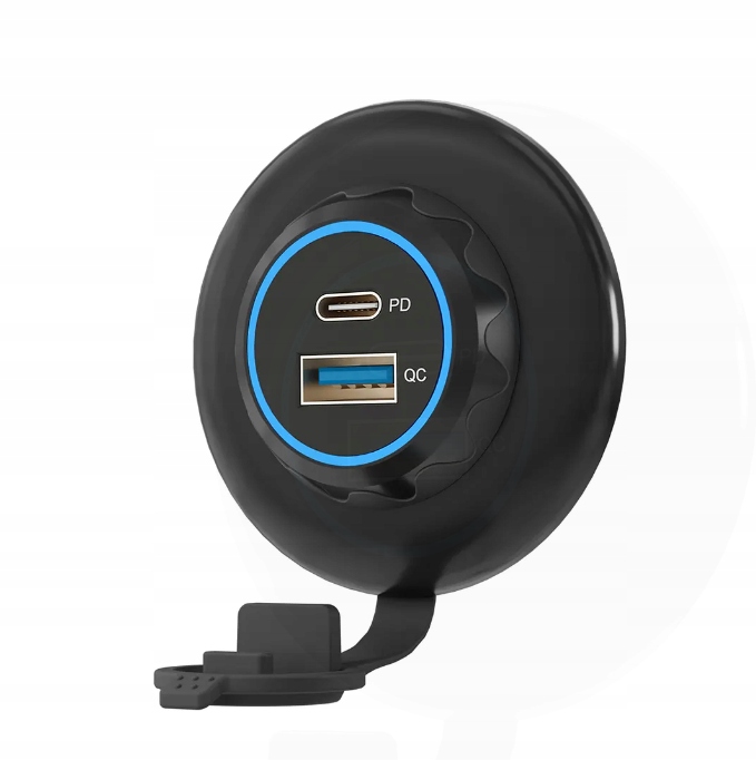 фото №13, Роз'єм usb pd3.0 qc3.0 зарядний пристрій монтажна 12v 24v led niebieski 48w