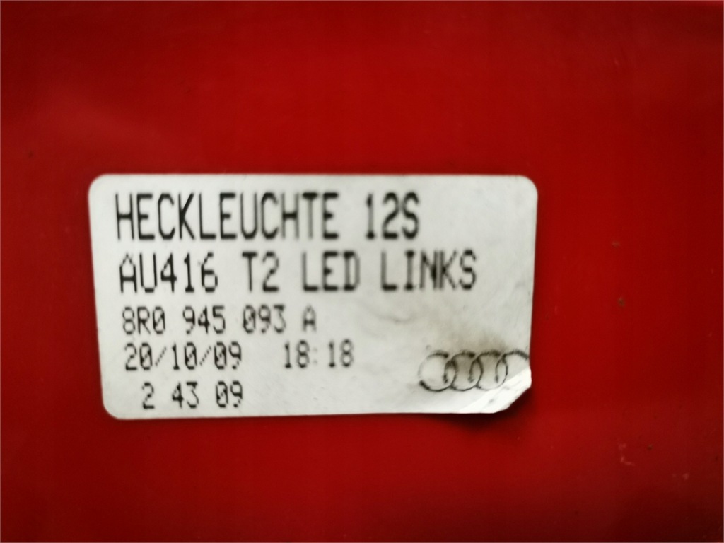 фото №9, Audi q5 8r 8r0 08-12 лампа левая задняя led комплектная демонтаж 8r0945093a