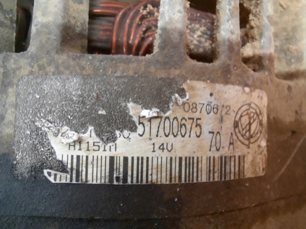 фото №6, Fiat albea 1.4mt 77km 04-12 генератор 51700675 350a1000