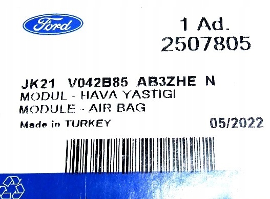 фото №8, Подушка керма подушка безпеки ford transit custom 2018 - jk21-v042b85-ab3zhe