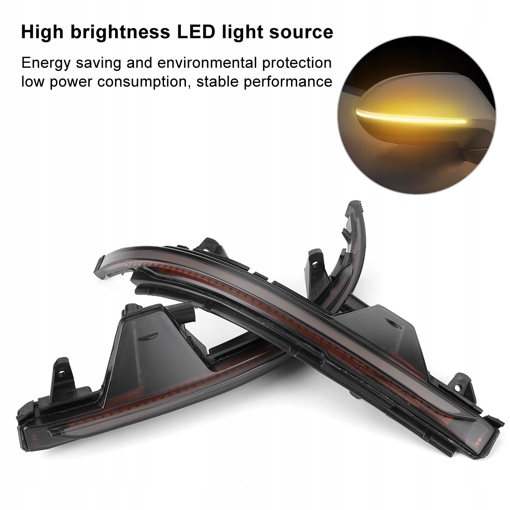 фото №8, Динамический, płynący поворотник зеркало заднего вида жёлтый указатель led