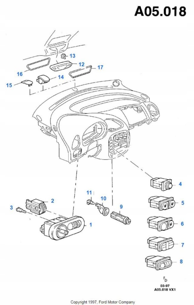 фото №9, Панель кнопка скло лівий перед ford galaxy 94-00