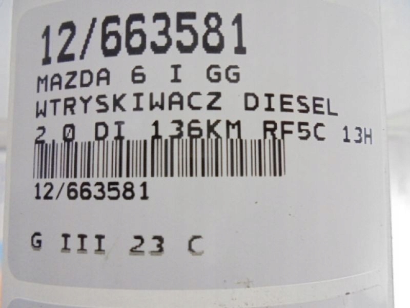 фото №7, Mazda 6 i gg форсунка 13h50a 2,0citd