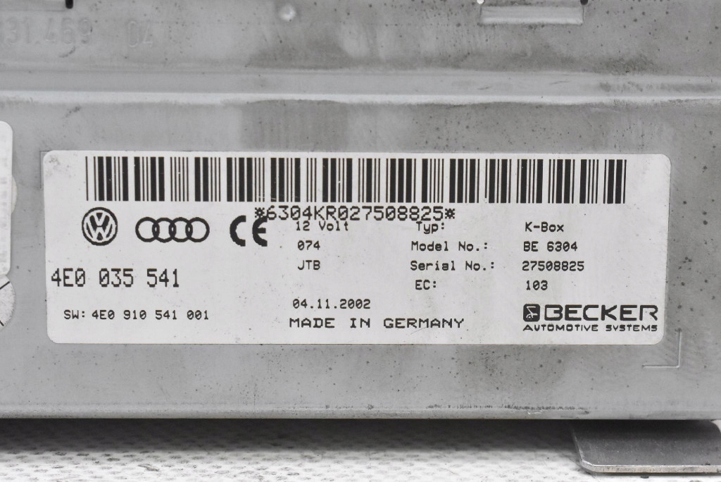 фото №6, Тюнер радио 4e0035541 4e0910541001 audi a8 d3 02-05
