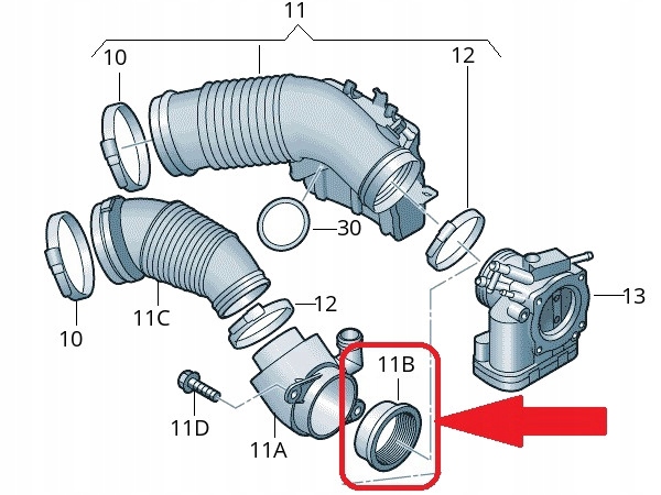 фото №4, Прокладка трубы фильтра powietrzaaudi a5 a7 a8 tdi