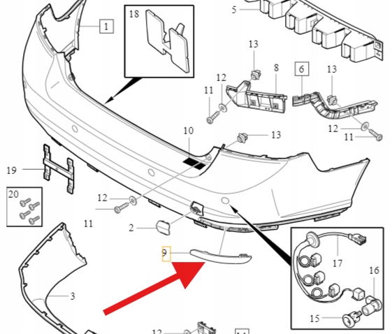 фото №14, Отражатель задняя правая сторона volvo s40 ii 08-12r