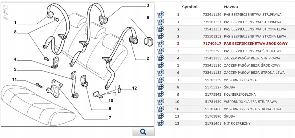 фото №10, Pas безопасности задняя grande punto 05-10 71740617