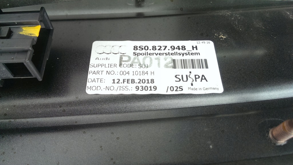 фото №9, Спойлер спойлер багажника audi tt 8s 8s0827948h