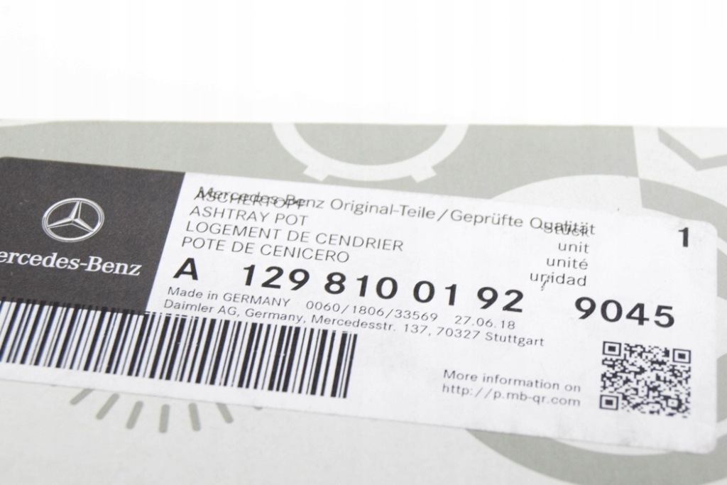 Mercedes-benz sl r129 засувка попільнички a12981001929045 оригінальна Зі Шроту