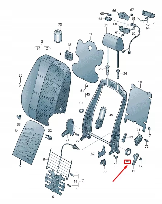 фото №1, Vw arteon 3h7 передня частина left seat спинка сидіння rottary knob 5g4881671anx1