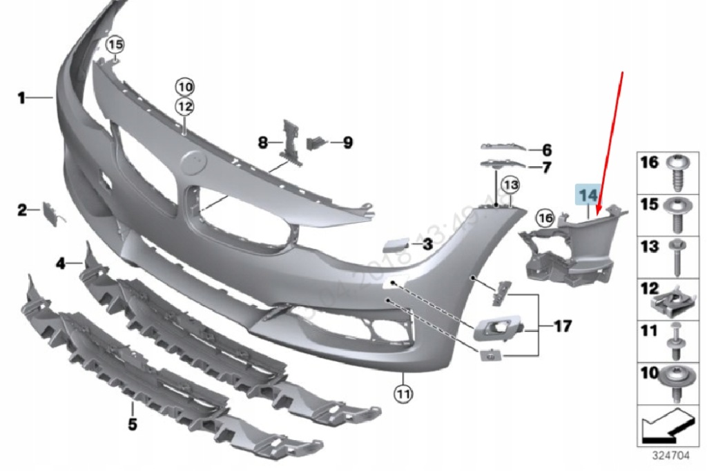 фото №9, Bmw 3 gt f34 правый кронштейн свет противотуманного 51117293800 7293800