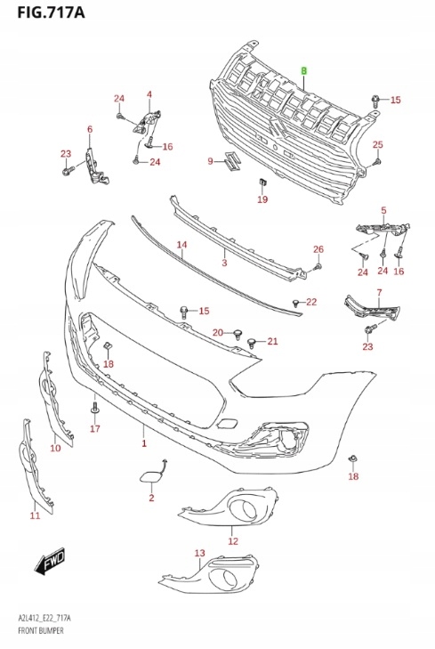фото №6, Suzuki swift mk8 2017-решітка решітка радіатора решітка радіатора
