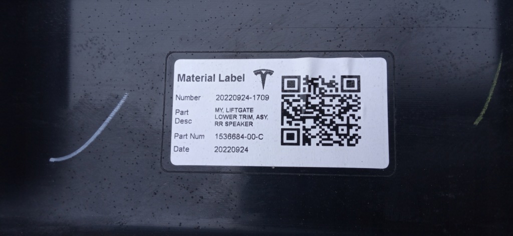 Tesla model y 20- оббивка кришки багажника задній динаміки 1536684-00-c Зі Шроту
