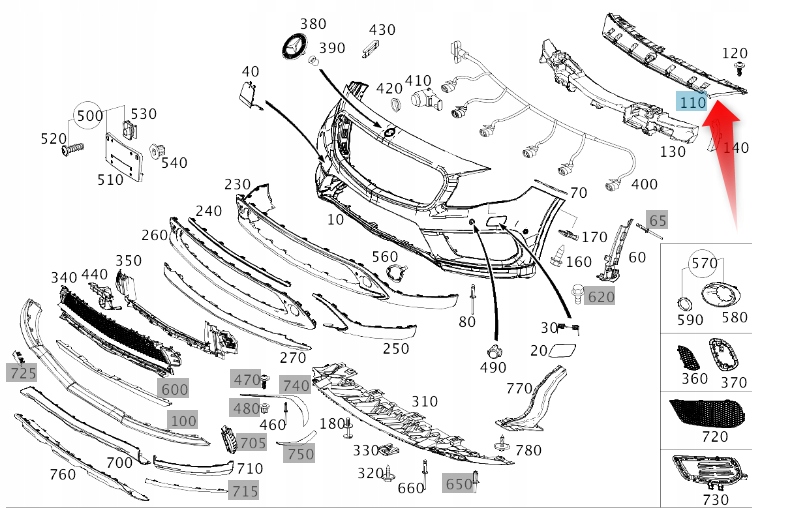 Купить Кронштейн основной бампера передний mercedes
